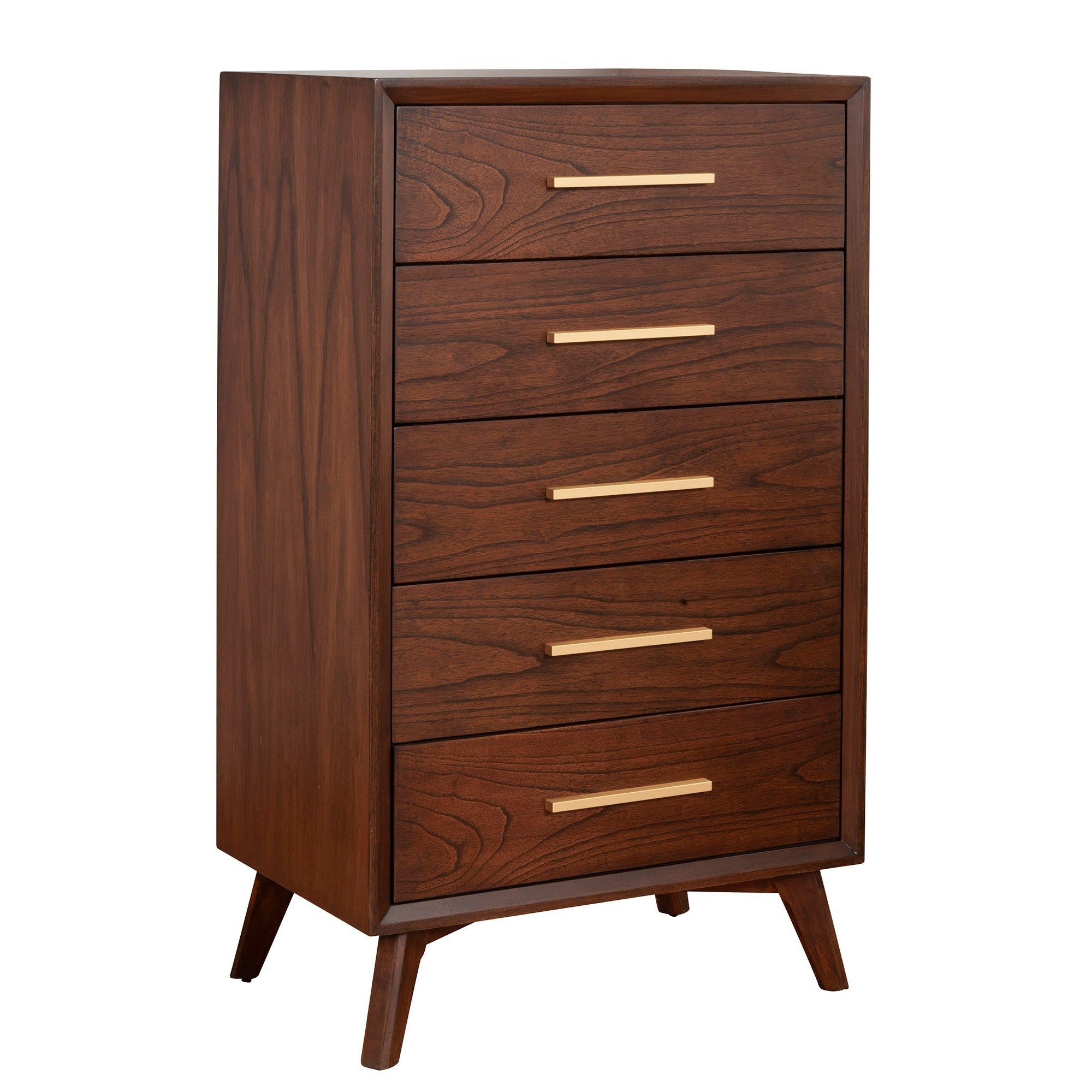 47 Inch Wooden Chest with 5 Drawers， Brown - - 32620087 - Mycitystee
