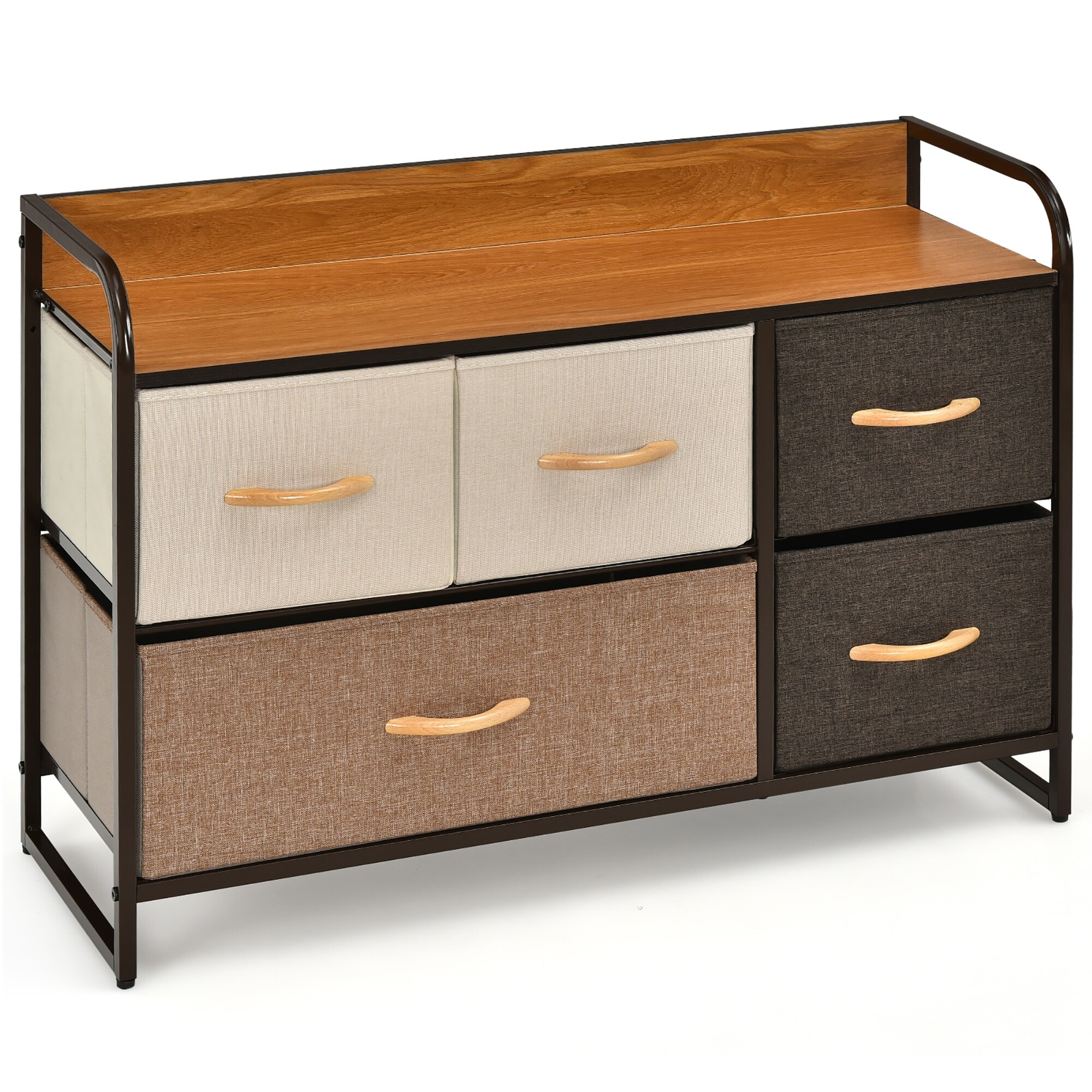 Costway 5-Drawer Dresser Storage 2-Tier Organizer Tower Steel Frame - - 33926455 - Mycitystee