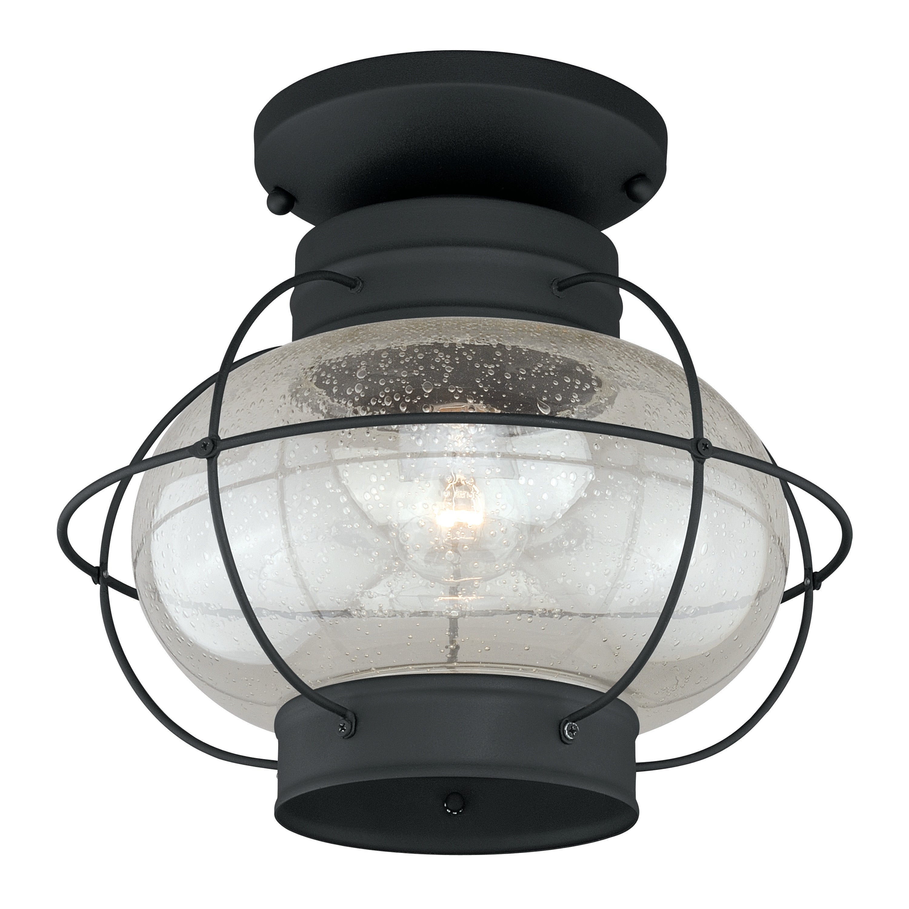 Chatham Coastal Black Semi-Flush Mount Ceiling Light - 13-in W x 12-in H x 13-in D - Mycitystee