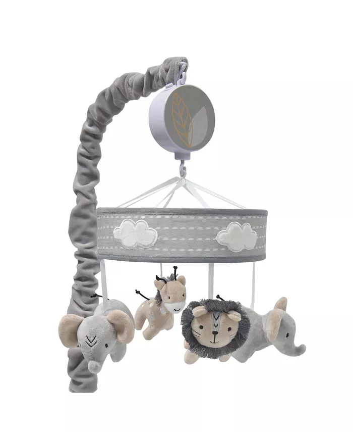 Lambs Ivy Jungle Safari Gray Elephant Lion Giraffe Musical Baby Crib Mobile Toy - Mycitystee