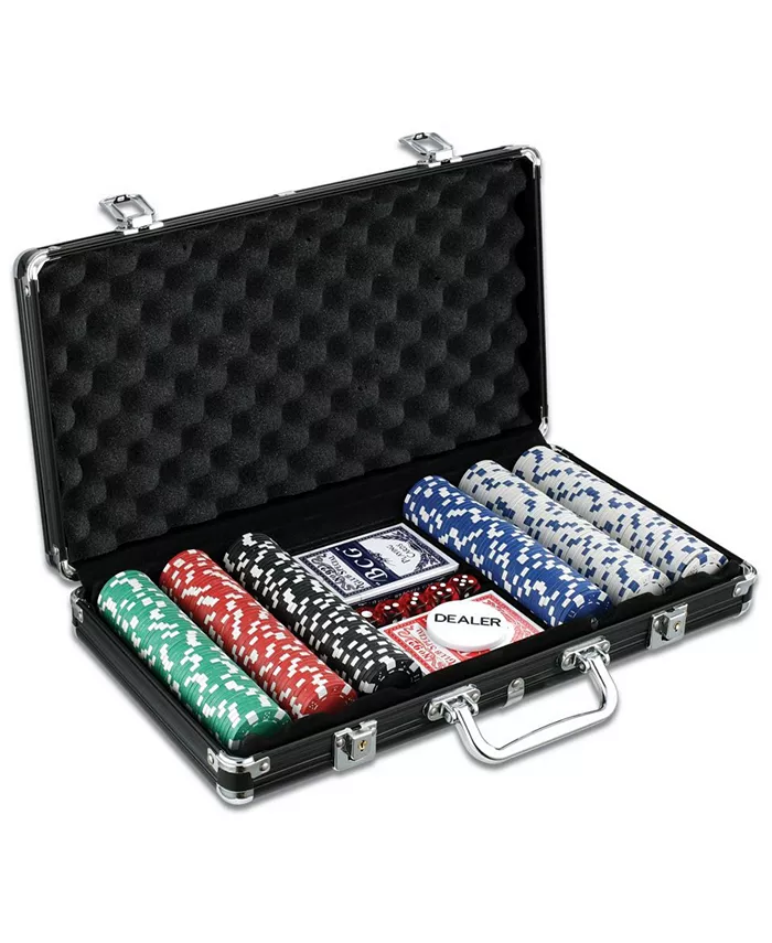 John N. Hansen Co. Classic Game Collection - 300-Piece Poker Game Set in Black Aluminum Case - Mycitystee