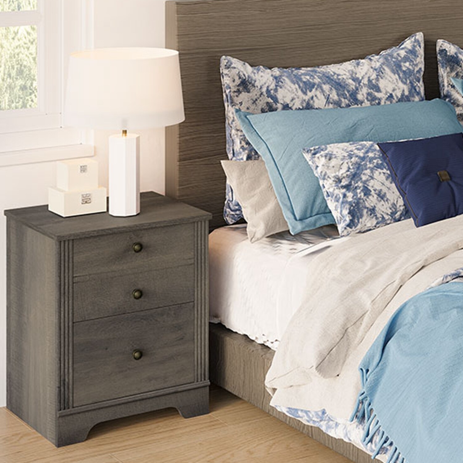 2 Drawer Wood Dresser Chest Nightstand End Table for Bedroom - - 36416614 - Mycitystee
