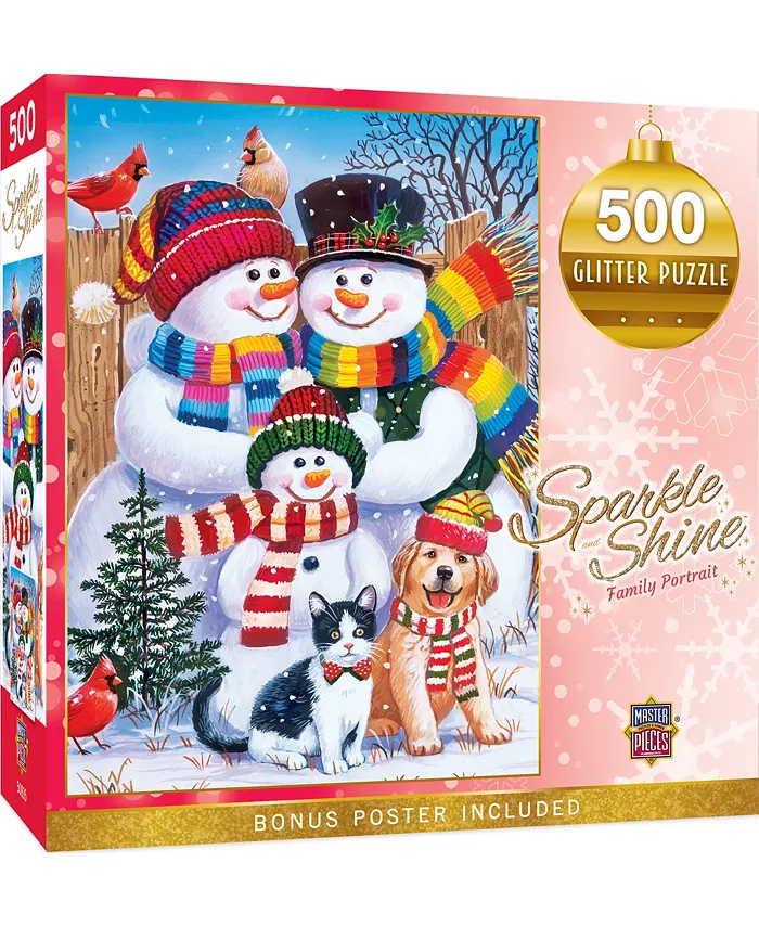 MasterPieces Puzzles Holiday Glitter Christmas- Family Portrait 500 Piece Puzzle - Mycitystee