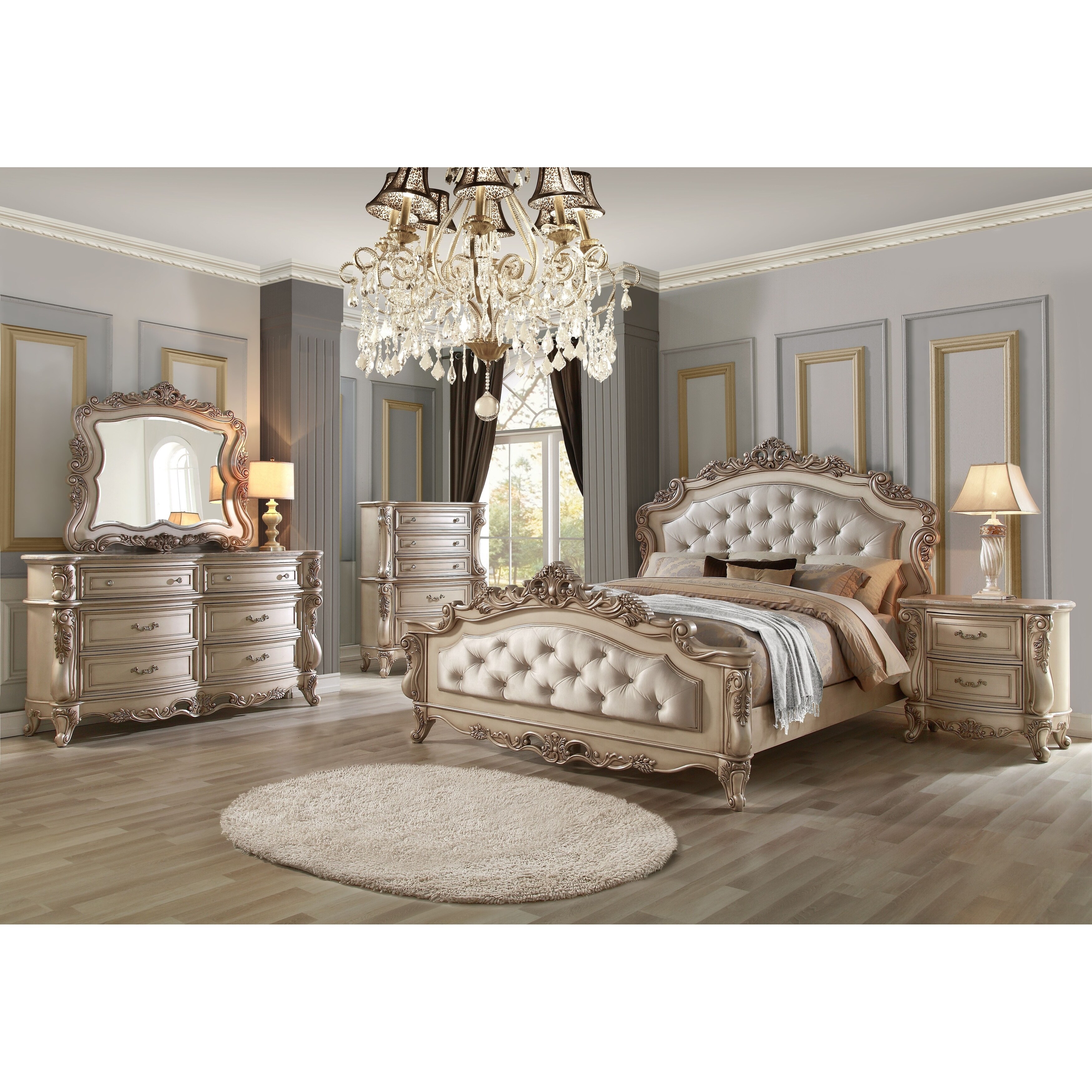 ACME Gorsedd Dresser， Marble and Antique White - - 25767746 - Mycitystee