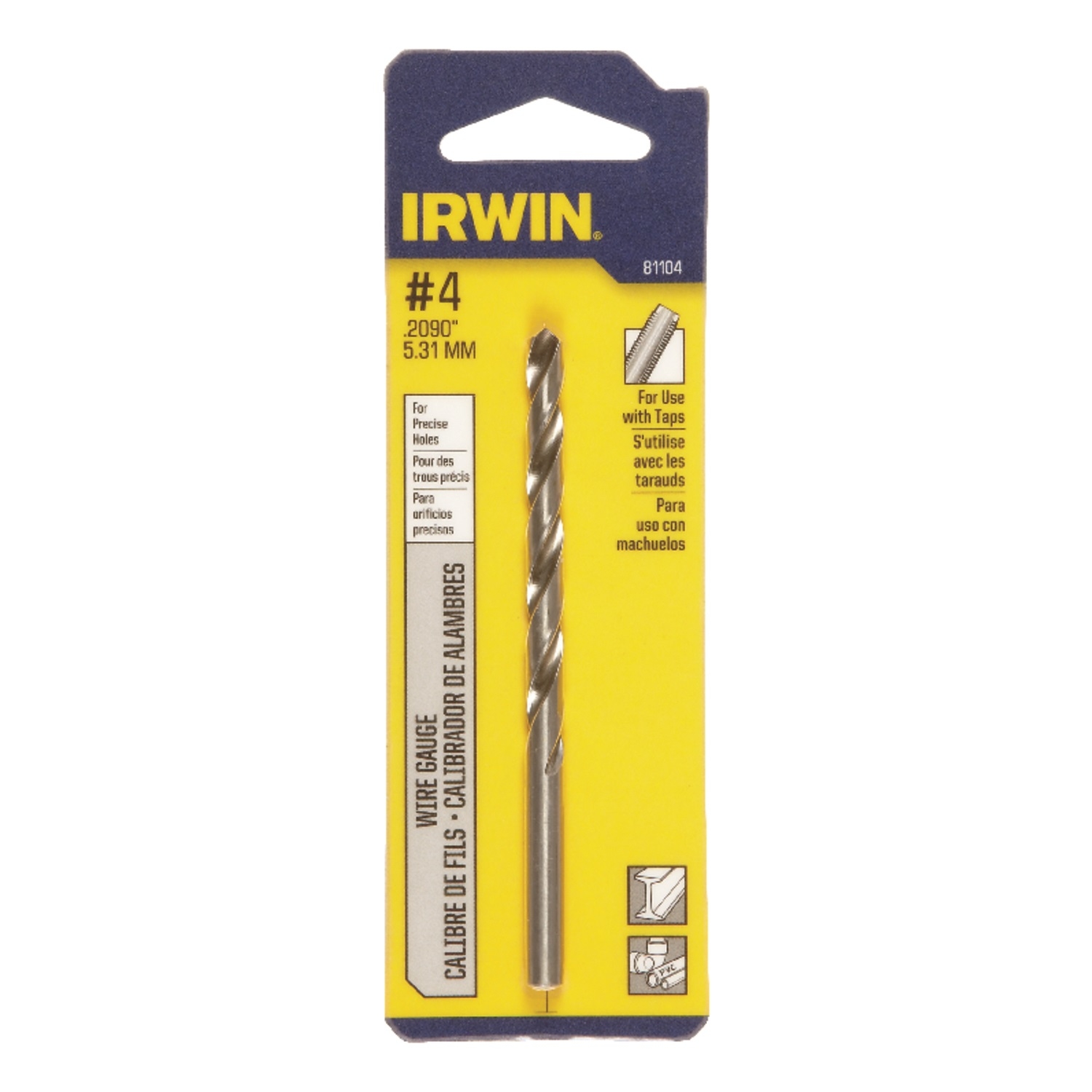 Irwin #4 X 3-3/4 in. L High Speed Steel Jobber Length Wire Gauge Bit 1 pk - Mycitystee