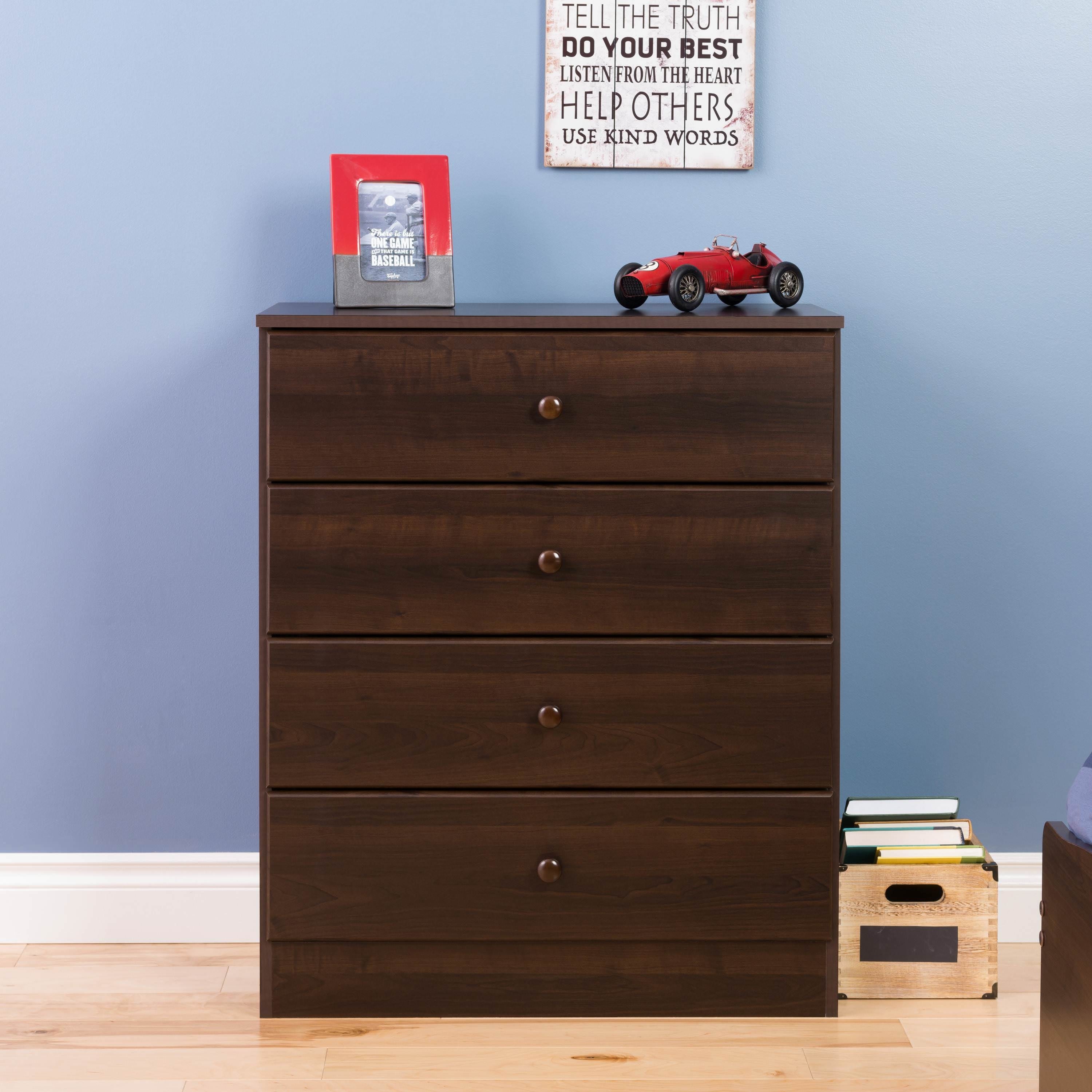Astrid Modern 4-Drawer Vertical Dresser， Espresso - - 36940956 - Mycitystee