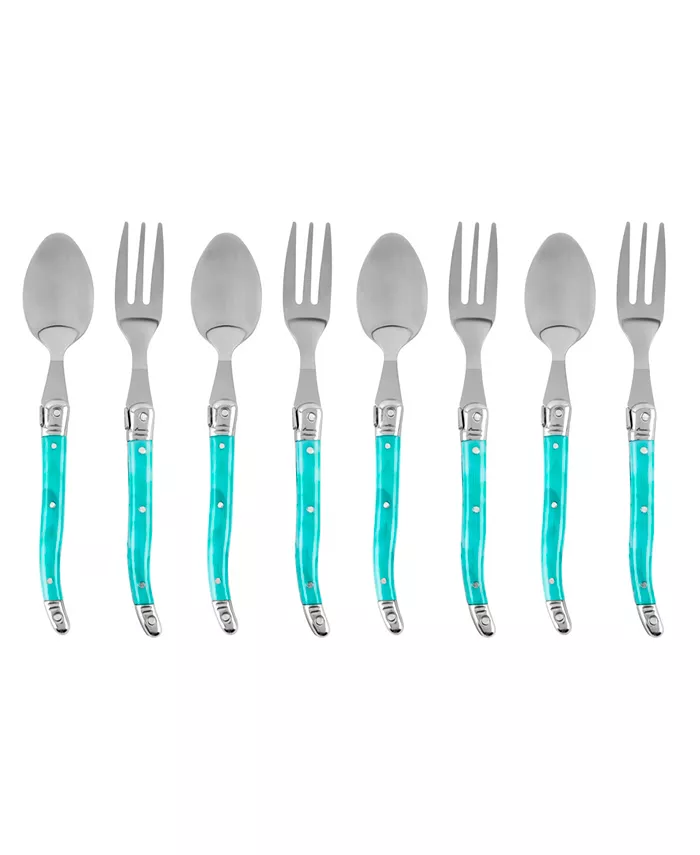 French Home Laguiole Cocktail or Dessert Spoons and Forks， Set of 8 - Mycitystee