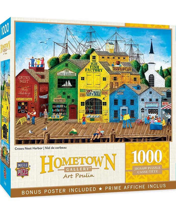 MasterPieces Puzzles Hometown Gallery - Crows Nest Harbor 1000 Piece Puzzle By Art Poulin - Mycitystee