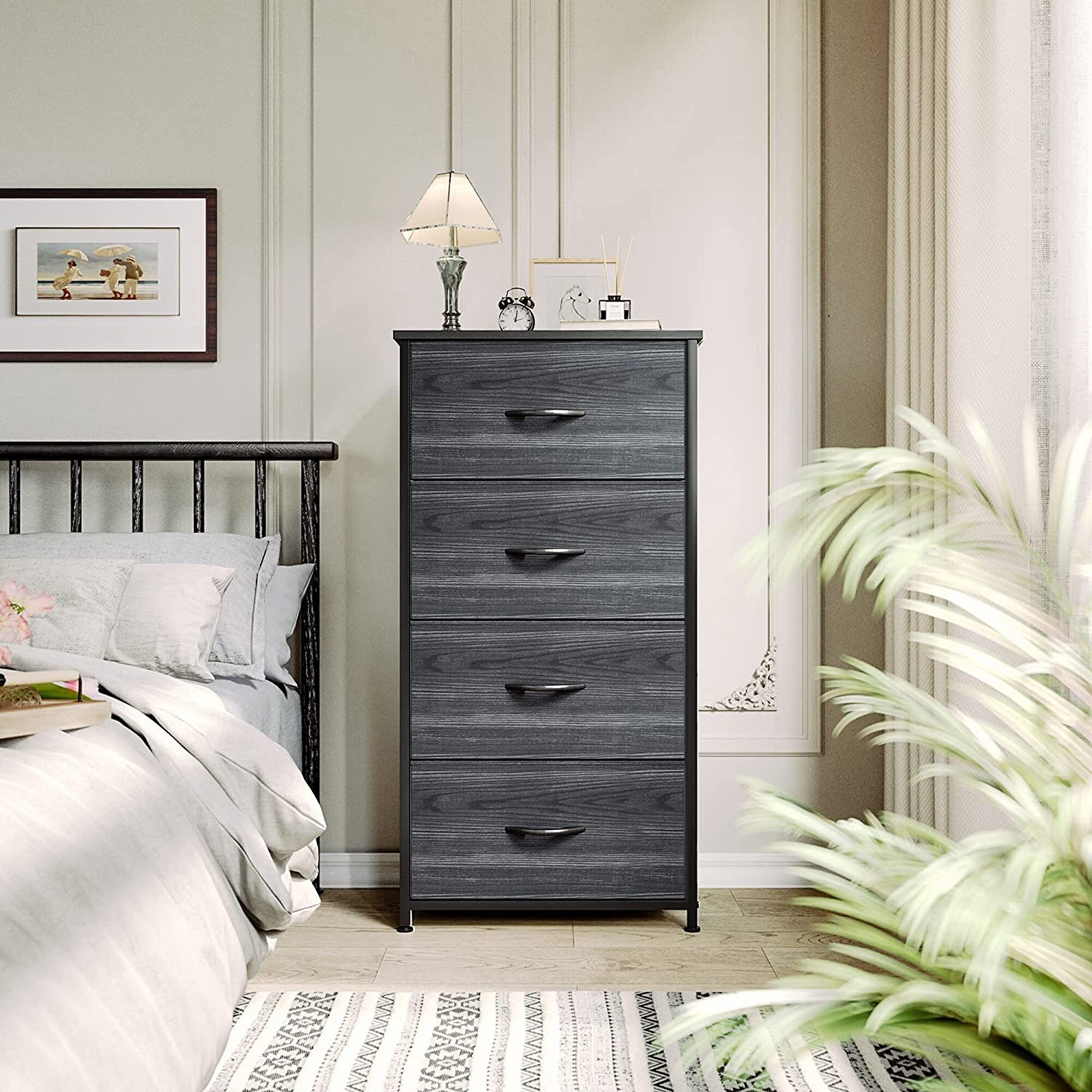 4 Drawers Dresser Fabric Storage Tower， Organizer Unit - Sturdy Steel Frame - - 37475939 - Mycitystee