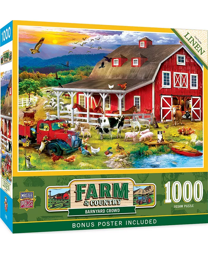 MasterPieces Puzzles Farm Country - Barnyard Crowd 1000 Piece Adult Jigsaw Puzzle - Mycitystee