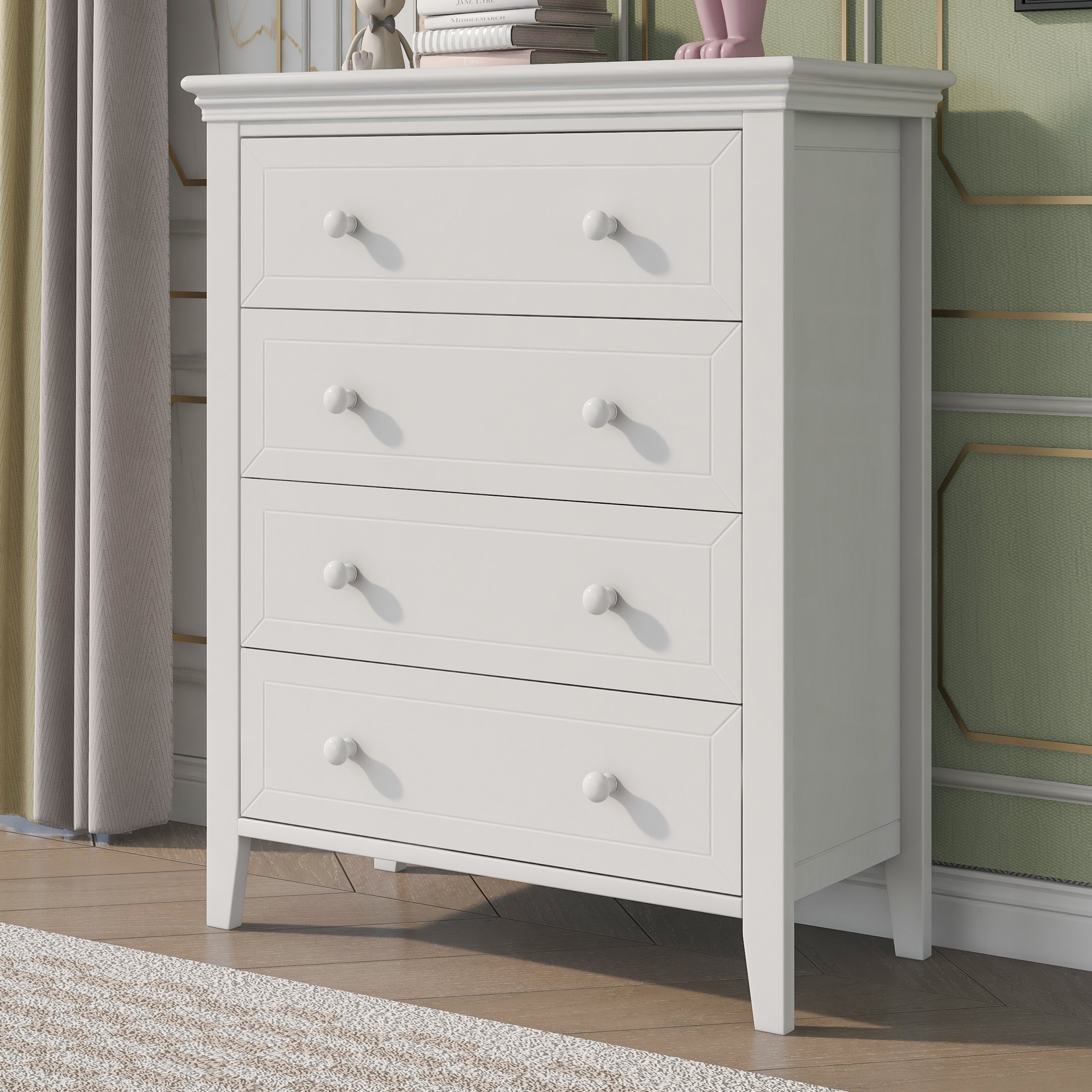 Traditional Concise Style Solid Wood Four-Drawer Chest - - 37857296 - Mycitystee