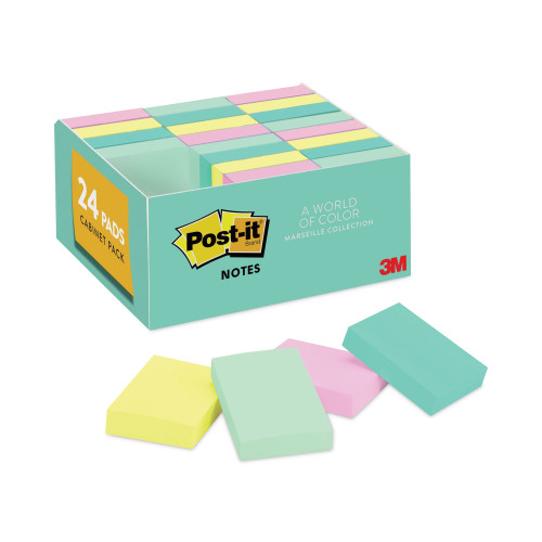 Post-it Original Pads in Marseille Colors， Value Pack， 1 3/8 x 1 7/8， 100-Sheet， 24/Pack (65324APVAD) - Mycitystee