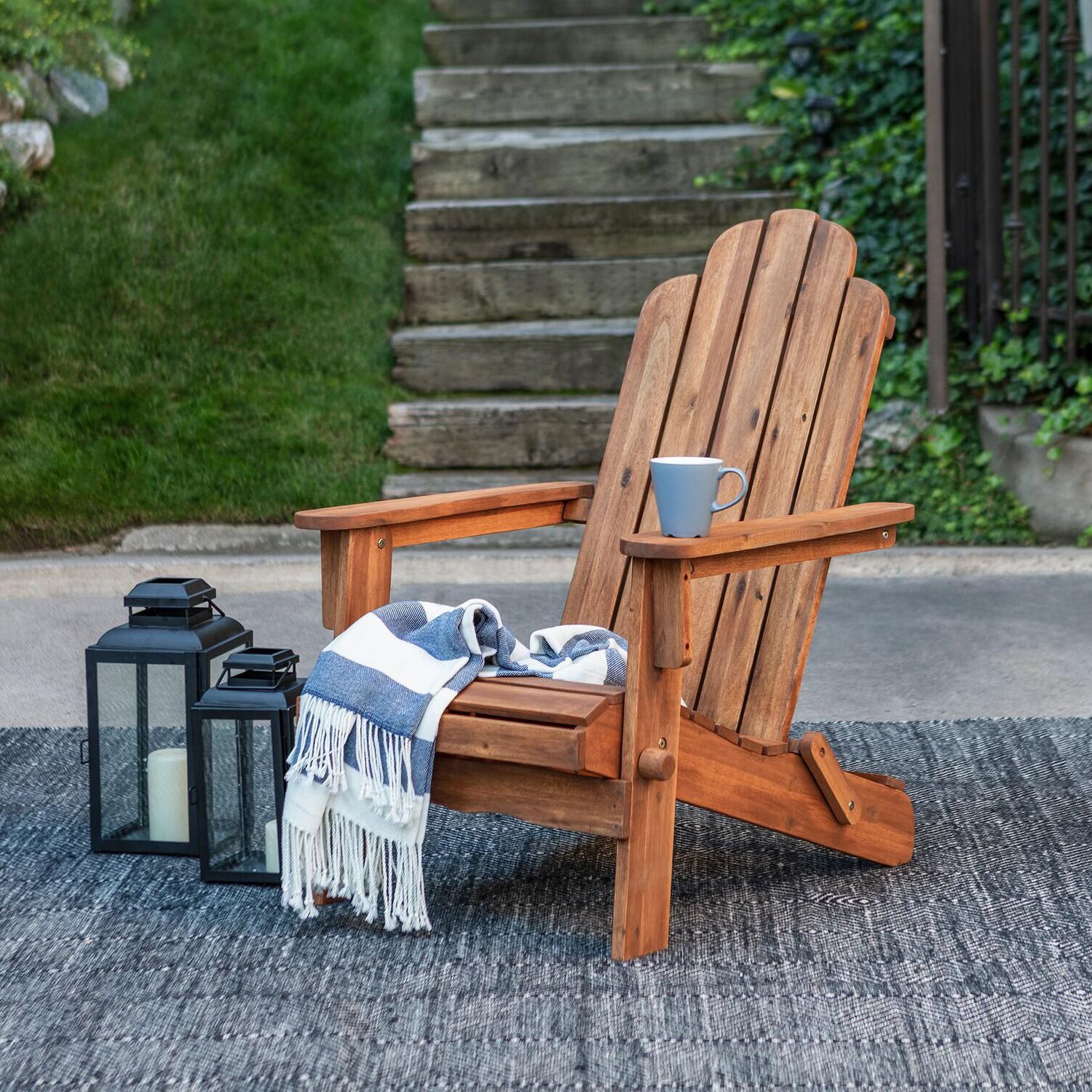 Ultimate Patio Folding Acacia Patio Adirondack Chair - Mycitystee