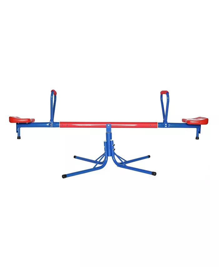 PawsMark Extendable Outdoor Red and Blue Metal Rotating Seesaw - Mycitystee