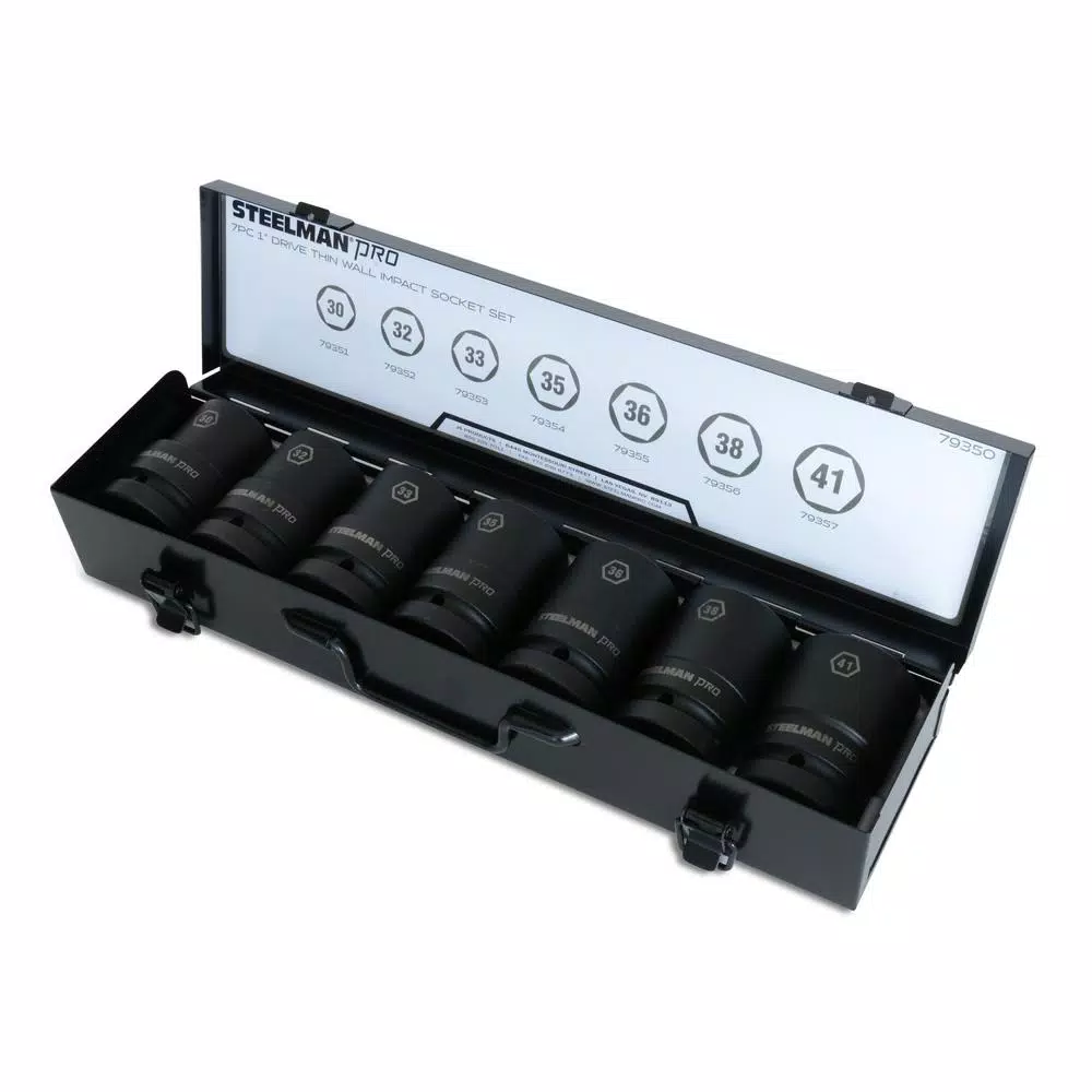 Steelman 1 in. Drive 6-Point Metric Deep Thin Wall Impact Socket Set (7-Piece) and#8211; XDC Depot - Mycitystee