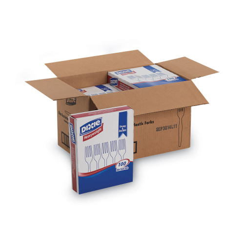 Dixie Plastic Cutlery， Heavyweight Forks， White， 1，000/Carton (FH207CT) - Mycitystee