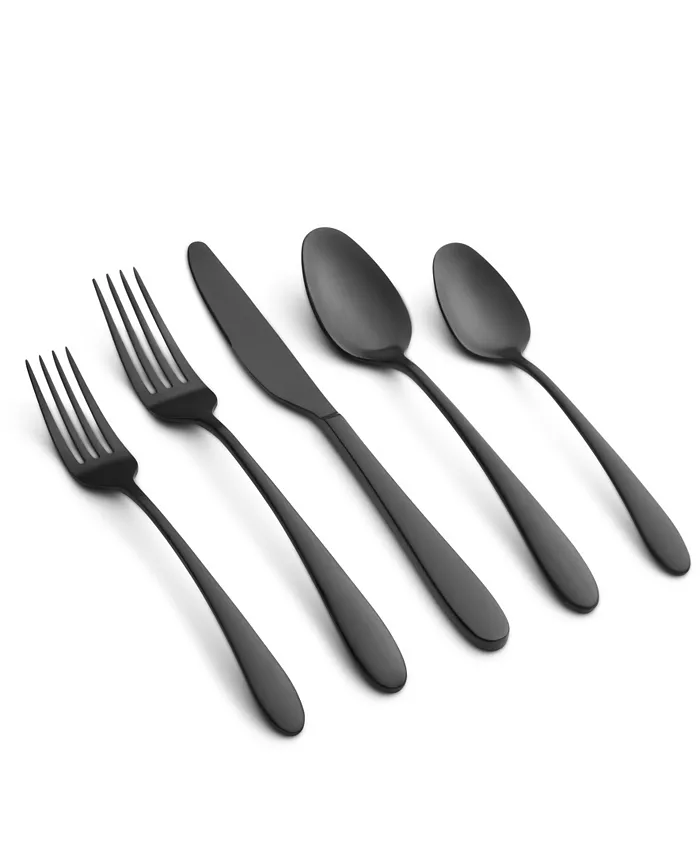 Cambridge Silversmiths Poet Black Satin 20-Piece Flatware Set， Service for 4 - Mycitystee