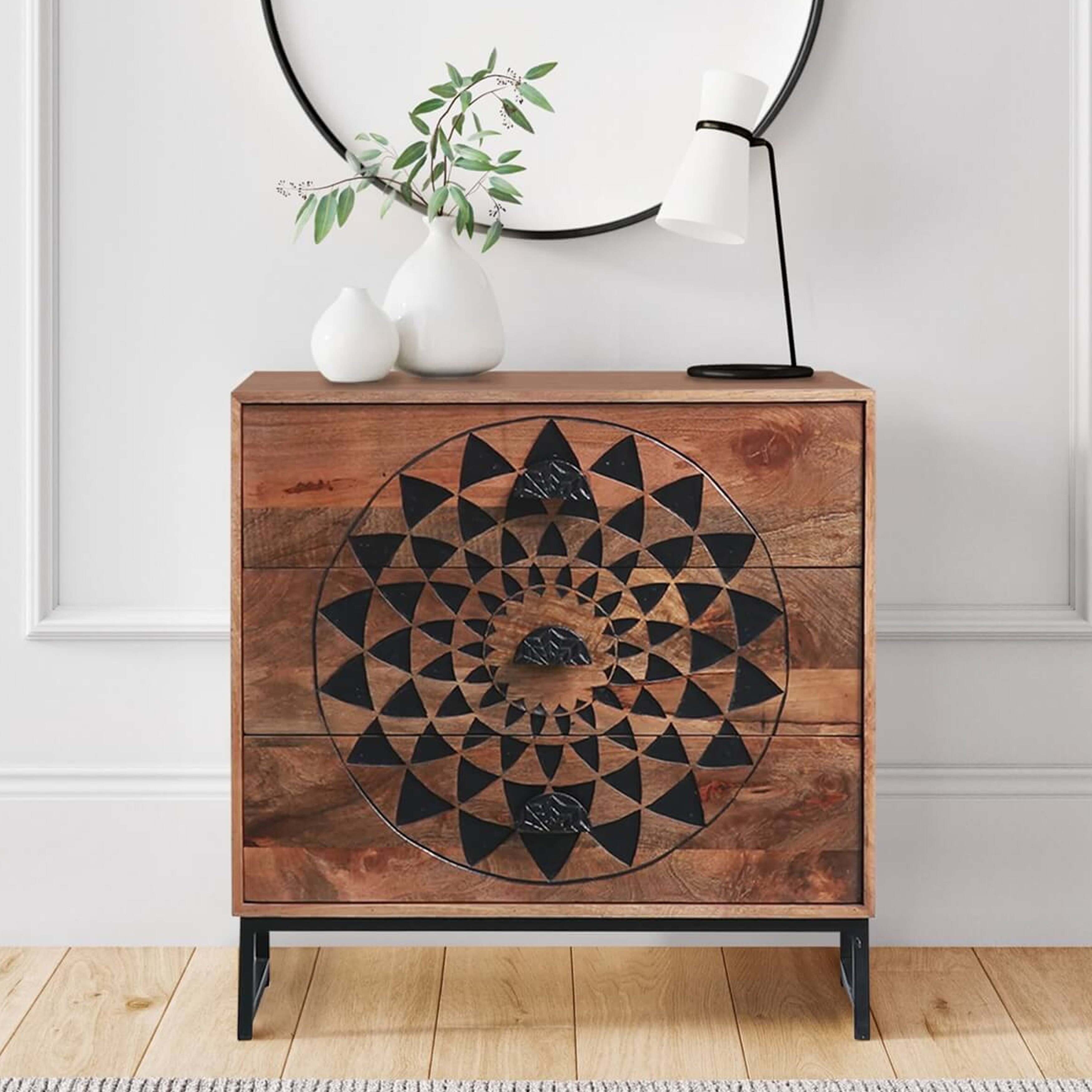 Hermosa Rustic Solid Wood Contemporary 3-Drawer Dresser - - 35093922 - Mycitystee