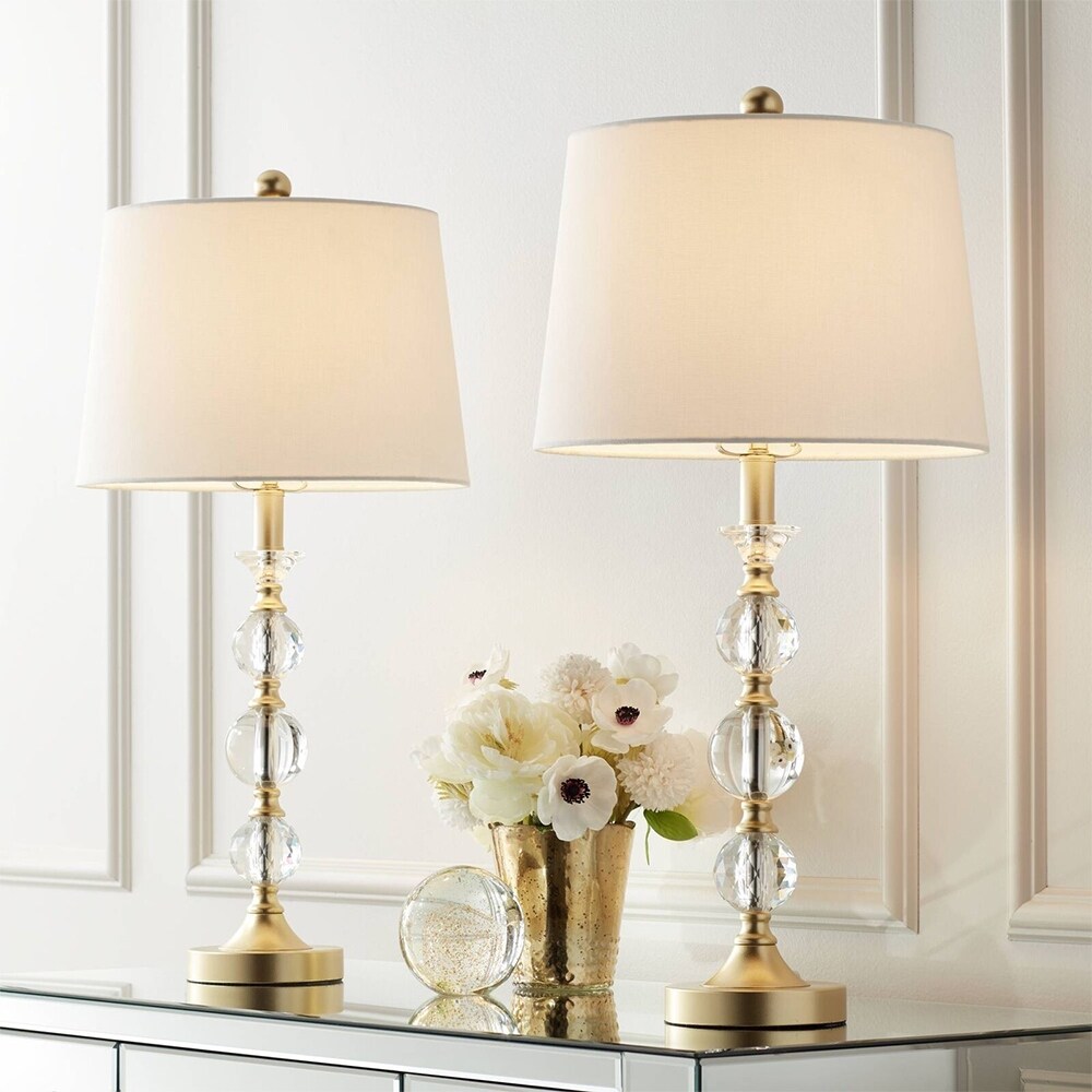Set of 2 Table Lamps Crystal Glass Gold Metal - 13