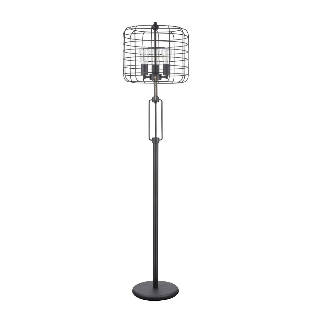 Aspen Creative Wire Cage Metal Floor Lamp， Vintage Design in Sand Black 63