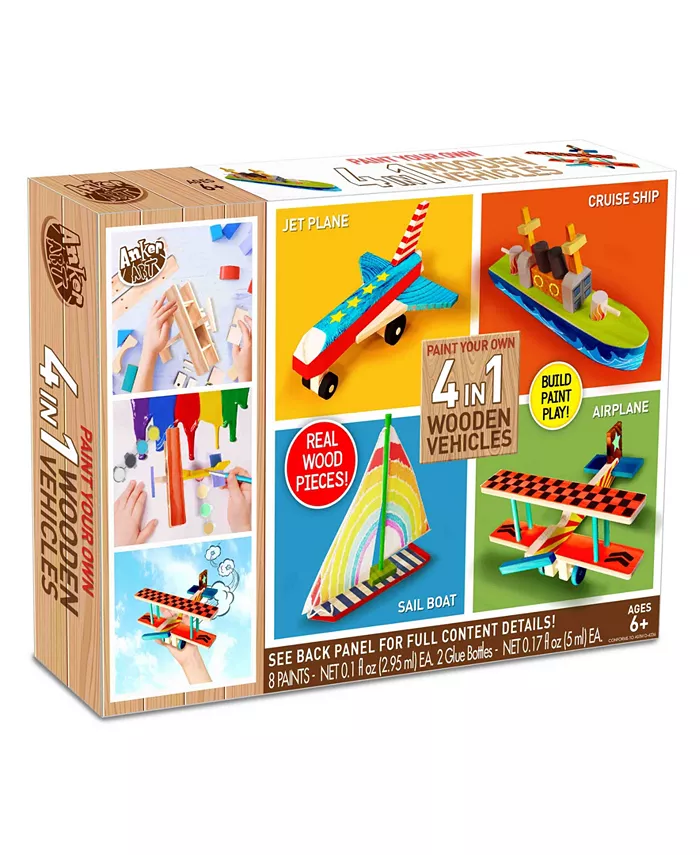 Anker Paint Your Own 4 in 1 Wooden Vehicles - Mycitystee
