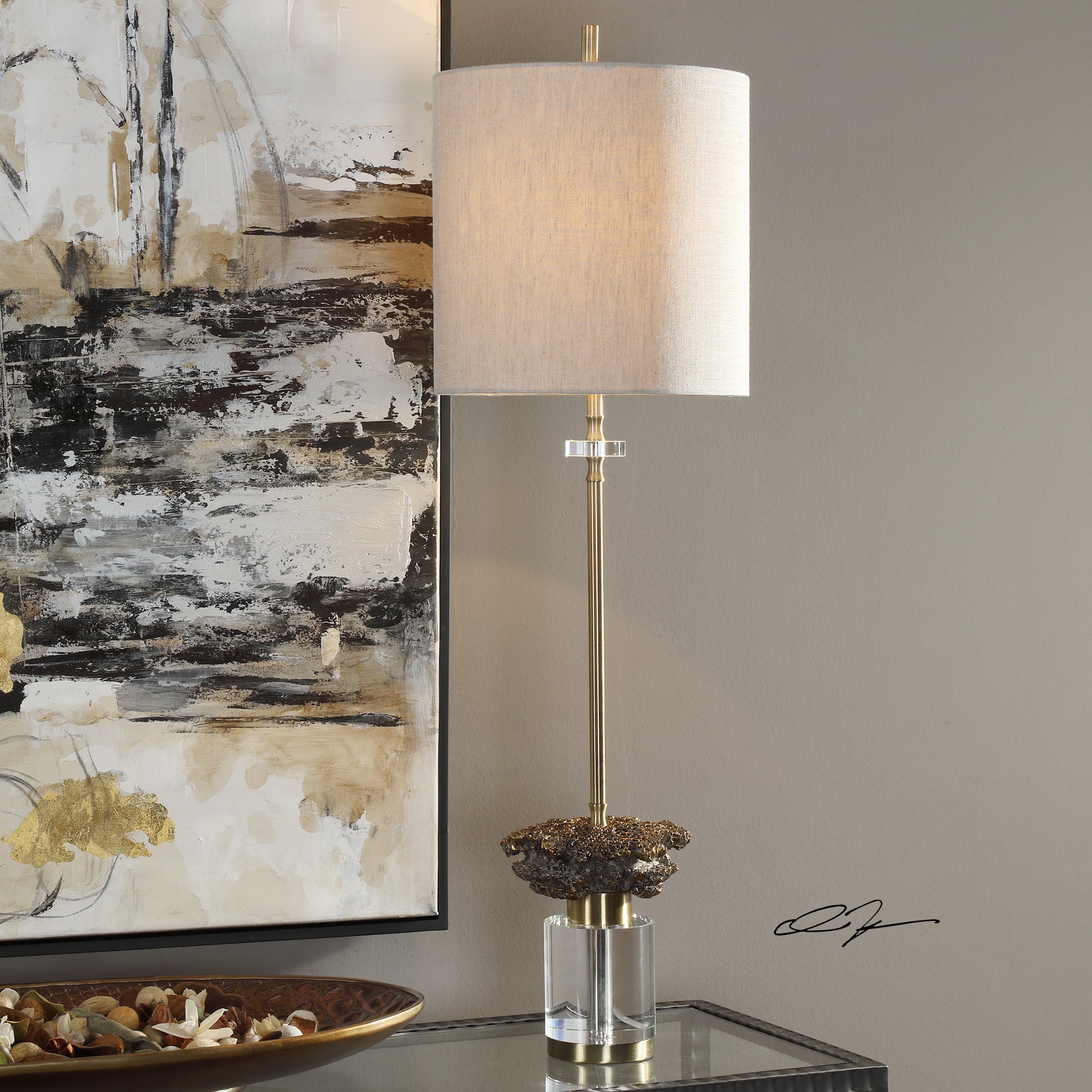Uttermost Kiota Brushed Brass Wasp's Nest Buffet Table Lamp - Mycitystee