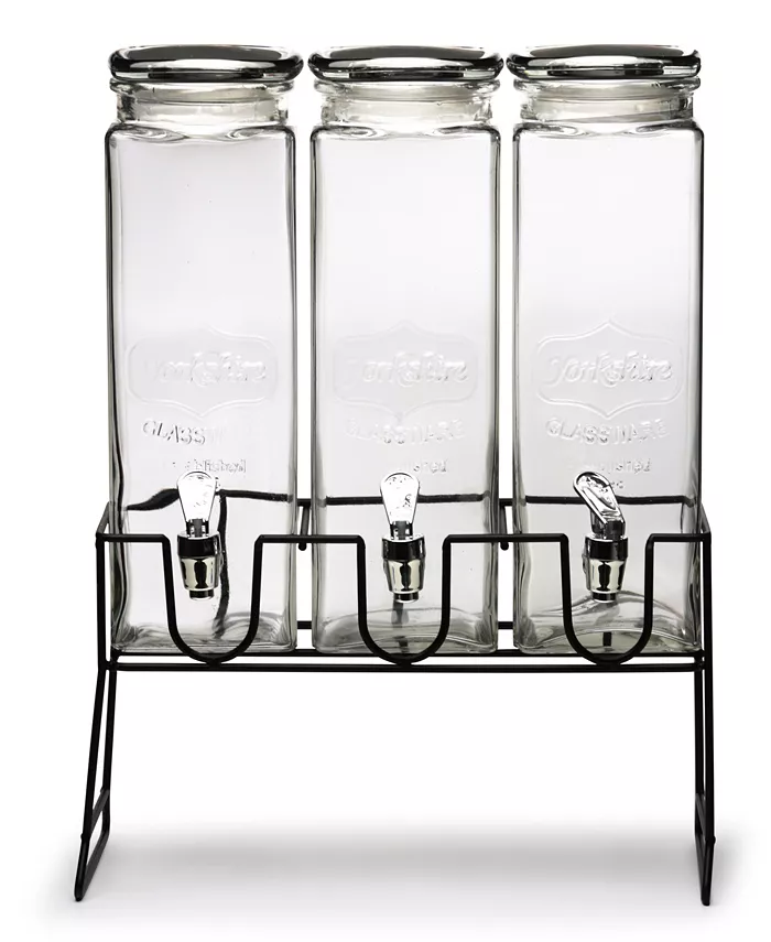 Circle Glass TripleTall Yorkshire Beverage Dispensers， 1.8 Gal， Set of 3 - Mycitystee