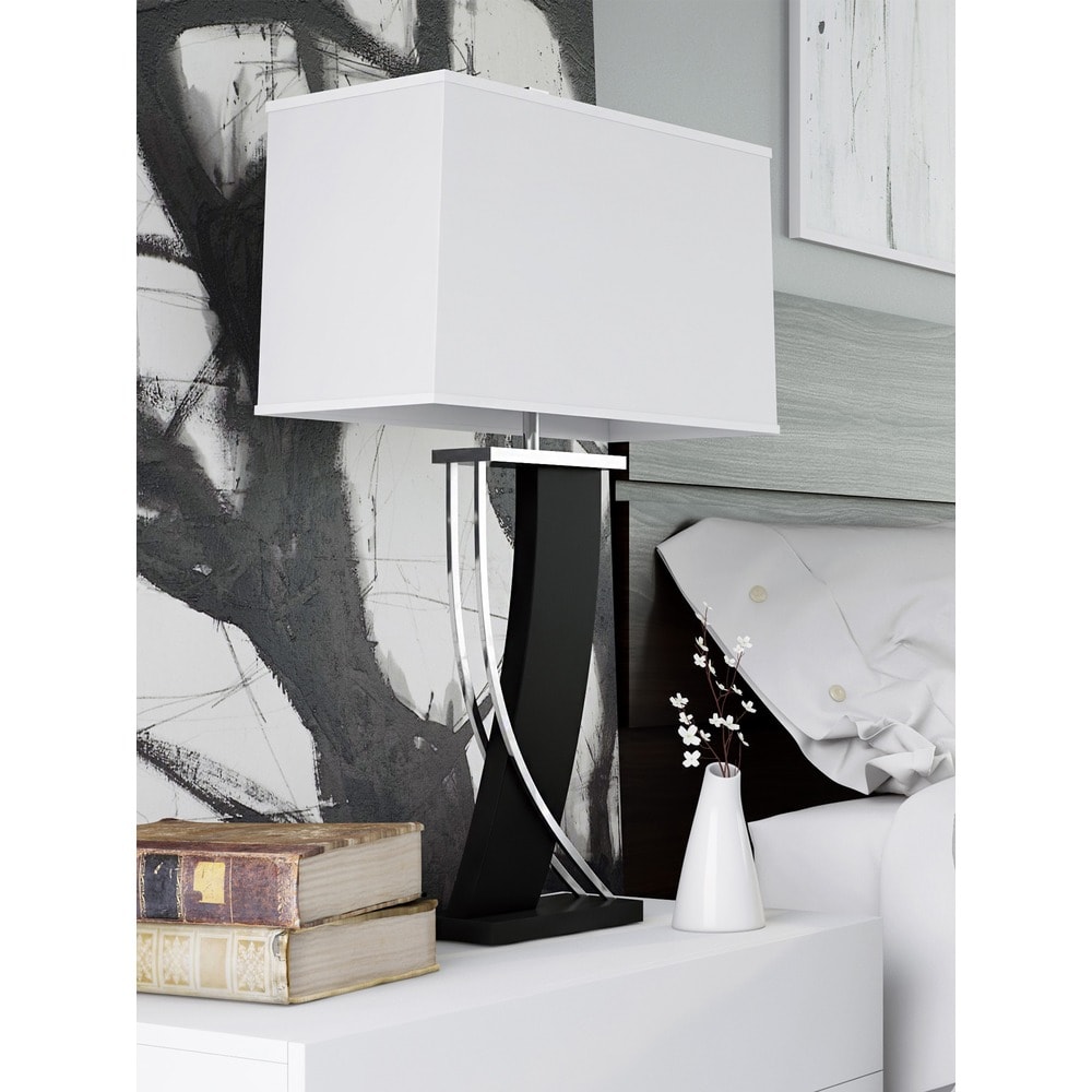 Lite Source Estella Modern Dark Walnut and Polished Steel Table Lamp - Mycitystee