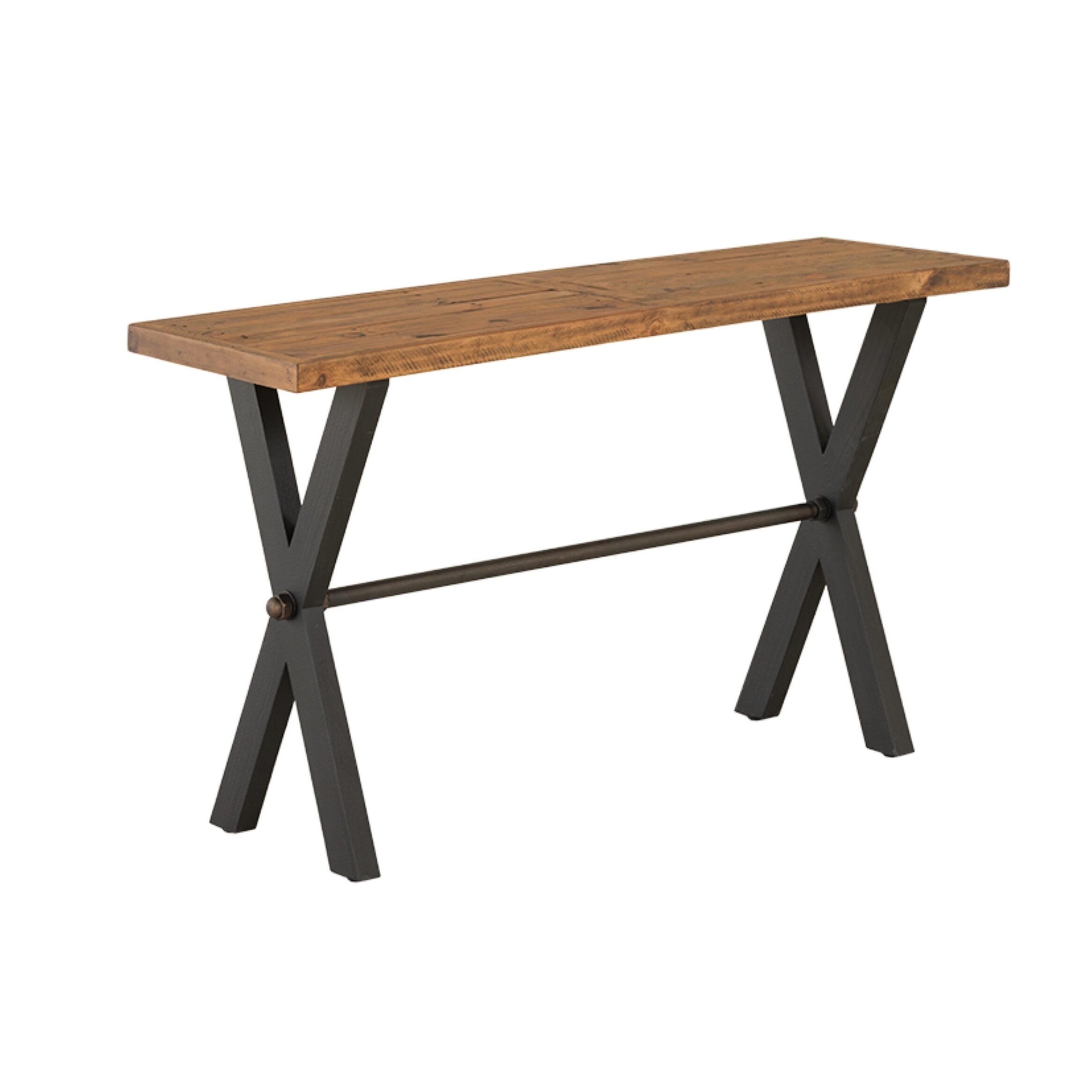 Cortesi Home Austin Console Table， Solid Reclaimed Wood with Black Wood Legs， Honey Pine - Mycitystee