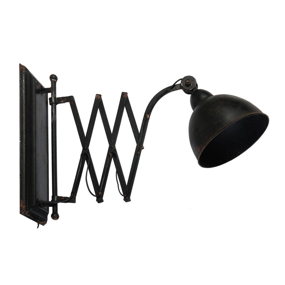 18 Inch Wall Mounted Lamp， Extendable Accordion Arm， Iron， Antique Black - 18.1L x 7.7W x 15.8H， in inches - Mycitystee