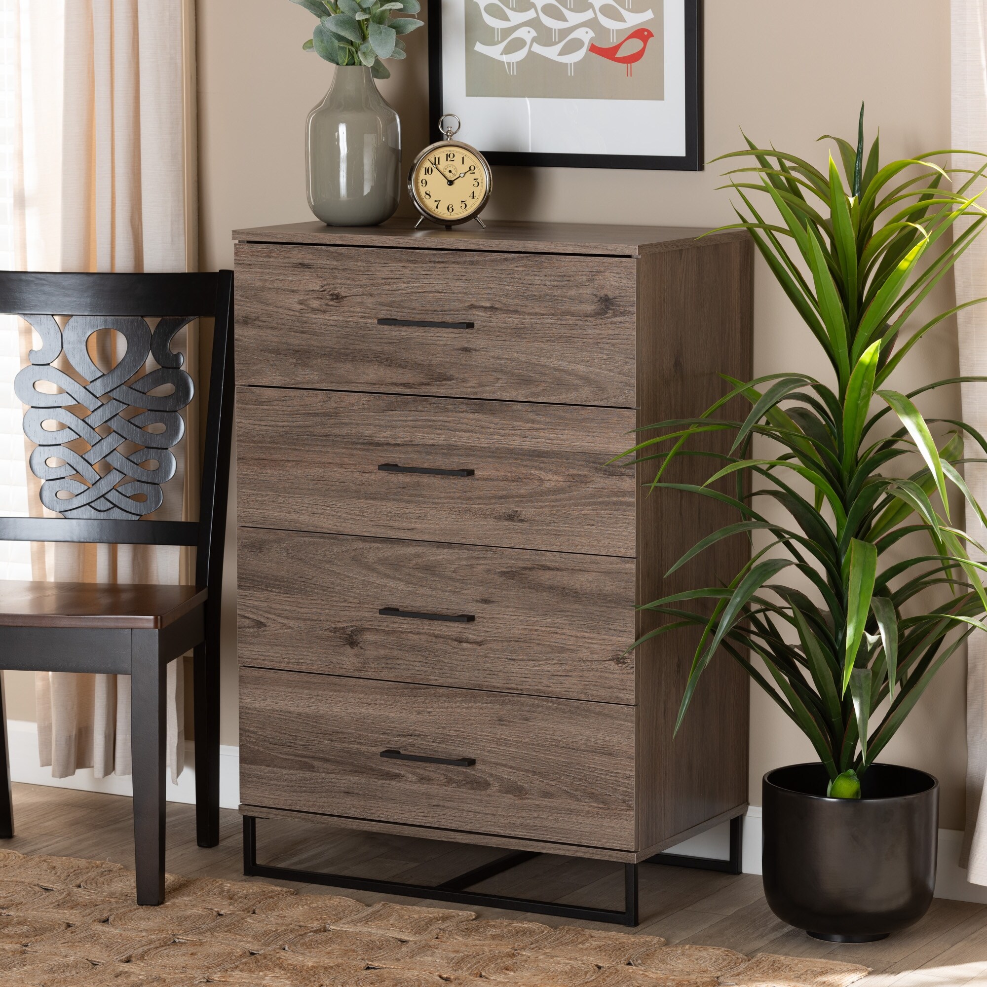 Daxton Modern and Contemporary 4-Drawer Storage Rustic Wood Chest - - 34660210 - Mycitystee