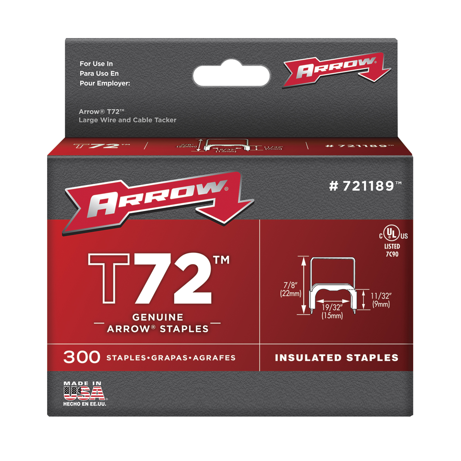 Arrow T72 19/32 in. W X 7/8 in. L 15 Ga. Wide Crown Insulated Staples 300 pk - Mycitystee