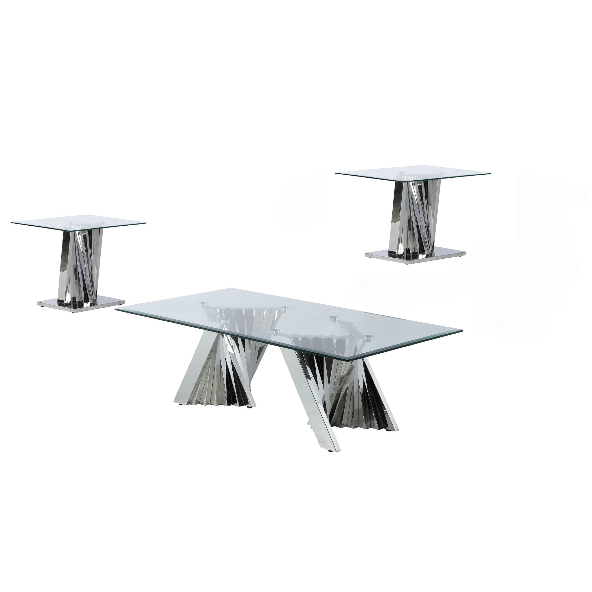 Best Quality Furniture Modern Glass Coffee Table Sets w/ Spiral Base - Mycitystee