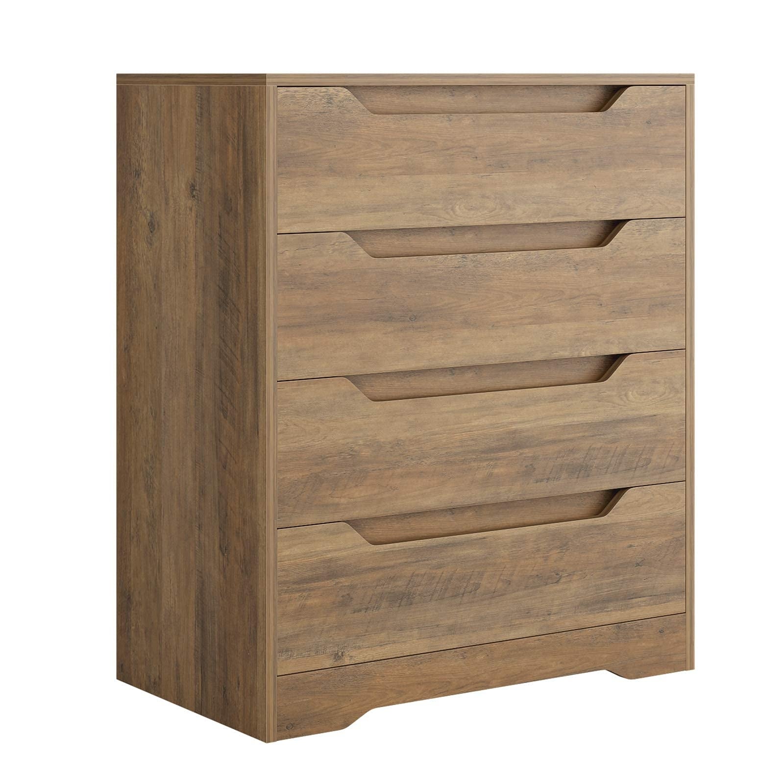 Modern 4 Drawer Dresser， Wood Chest of Drawers with Storage， Clothing Organizer with Cut-Out Handle， Storage Cabinet - - 37668591 - Mycitystee