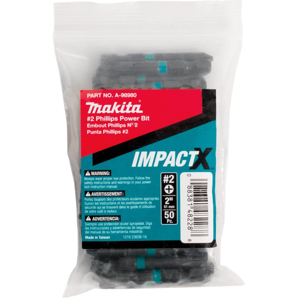 Impact X  #2 Phillips 2″ Power Bit， 50/pk， Bulk - Mycitystee