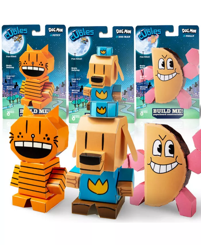 Cubles Dog Man and Friends Featuring Dog Man， Petey， Philly - Buildable Toys - Mycitystee