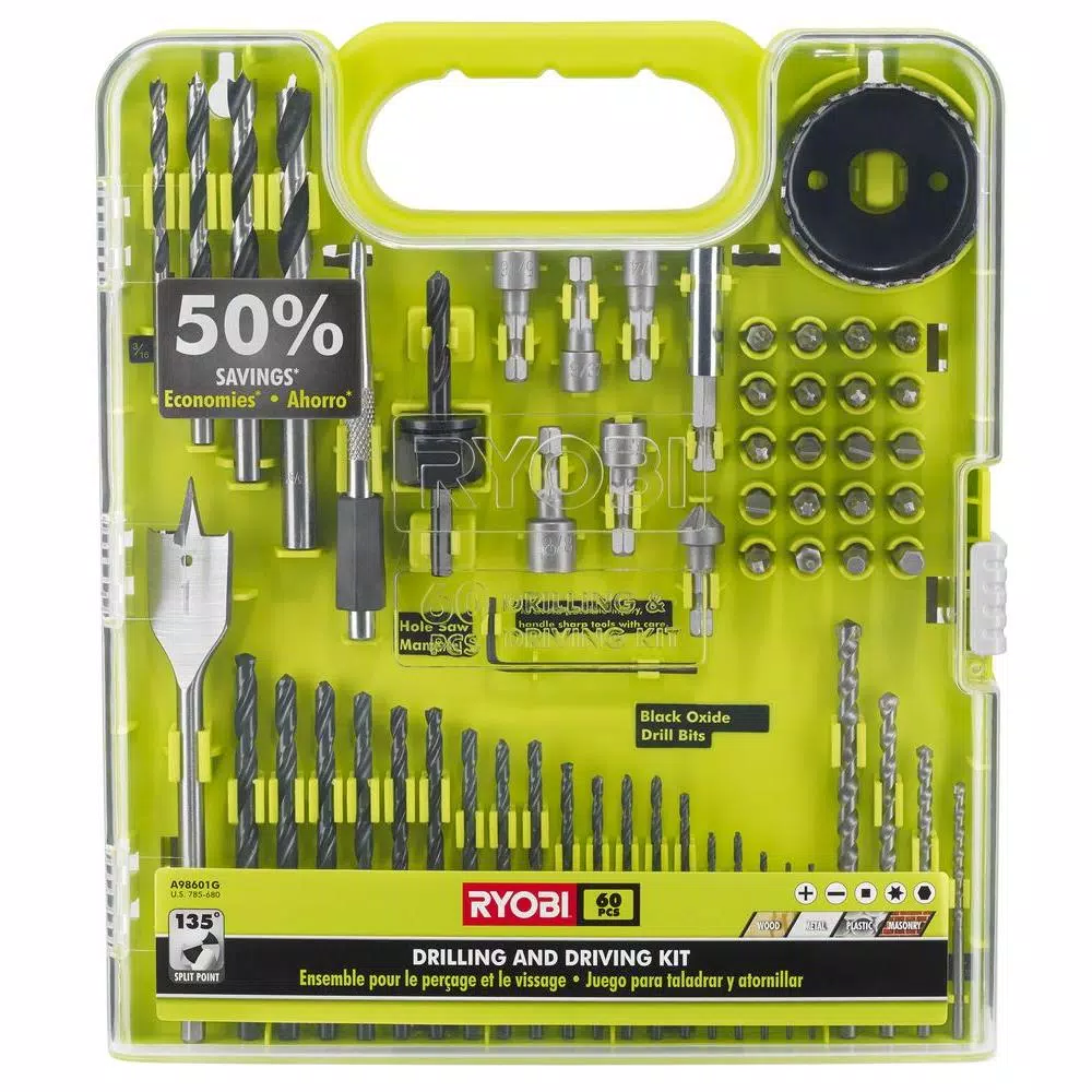 RYOBI Multi-Material Drill and Drive Kit (60-Piece) and#8211; XDC Depot - Mycitystee