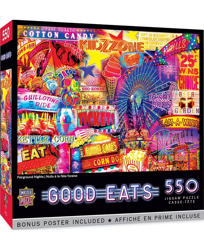 MasterPieces Puzzles Good Eats - Fairground Nights 550 Piece Puzzle Adult Jigsaw Puzzle - Mycitystee