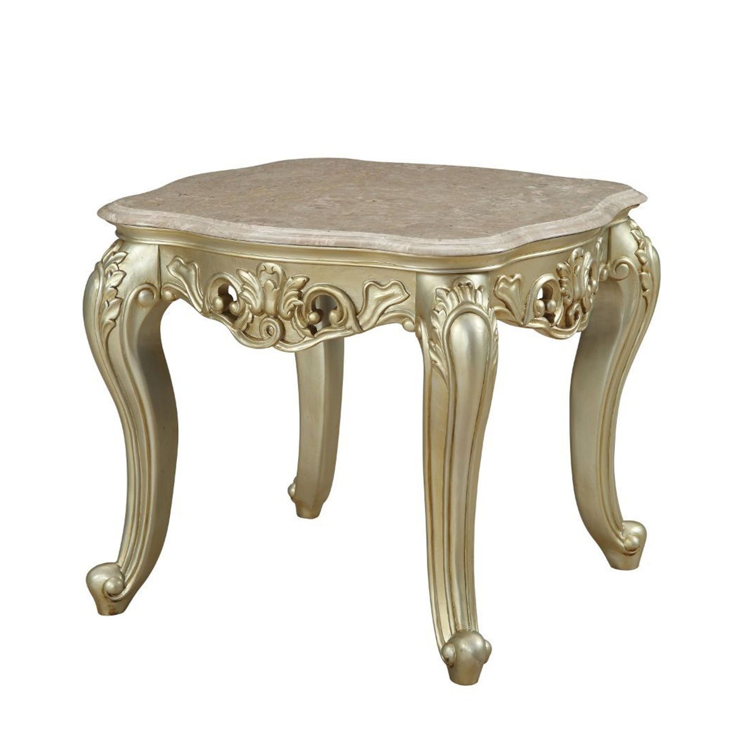 Square Marble Top End Table in Antique White - Mycitystee