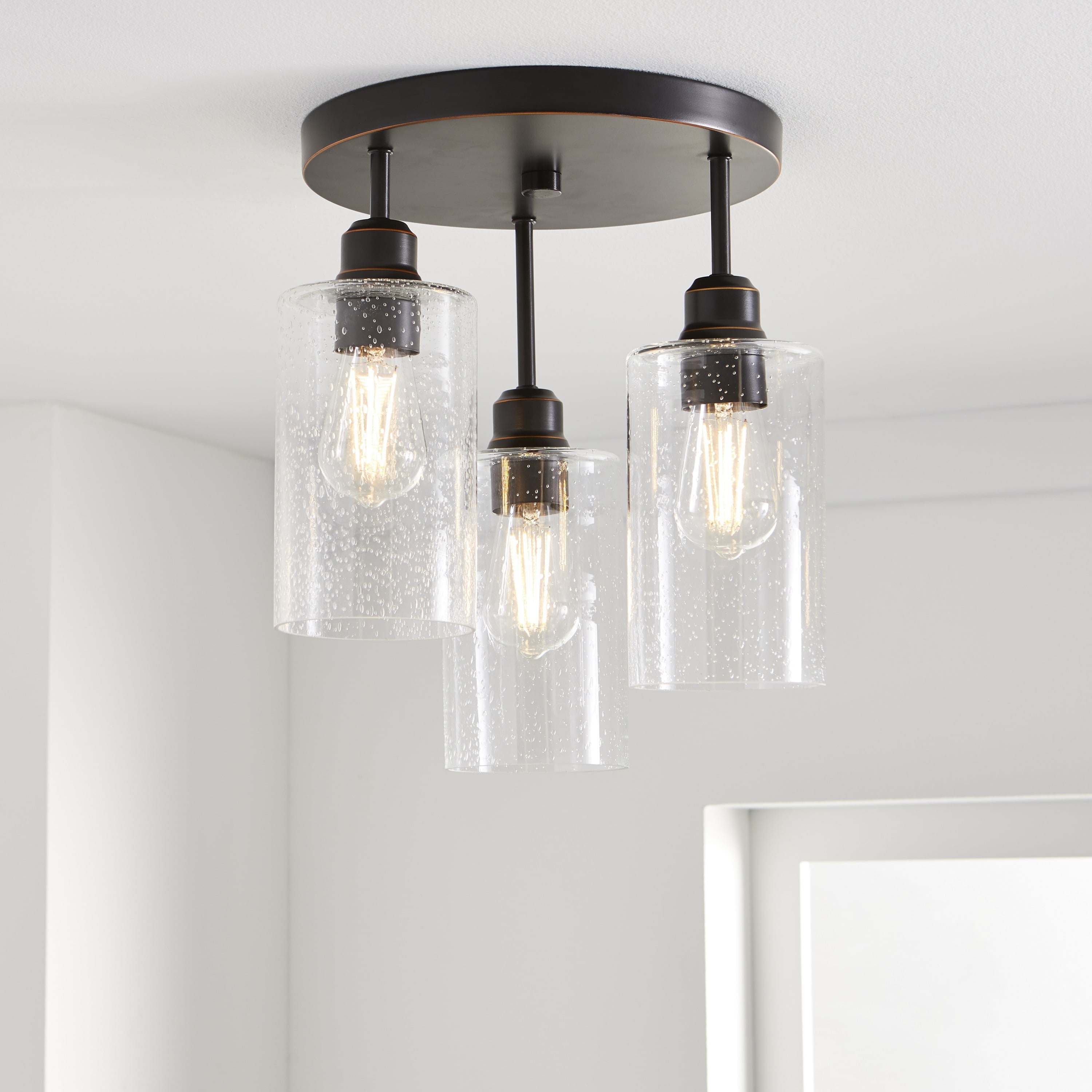 Three Tier Flushmount Ceiling Light Bronze， 3 ST19 Bulb Included - Bronze - Mycitystee