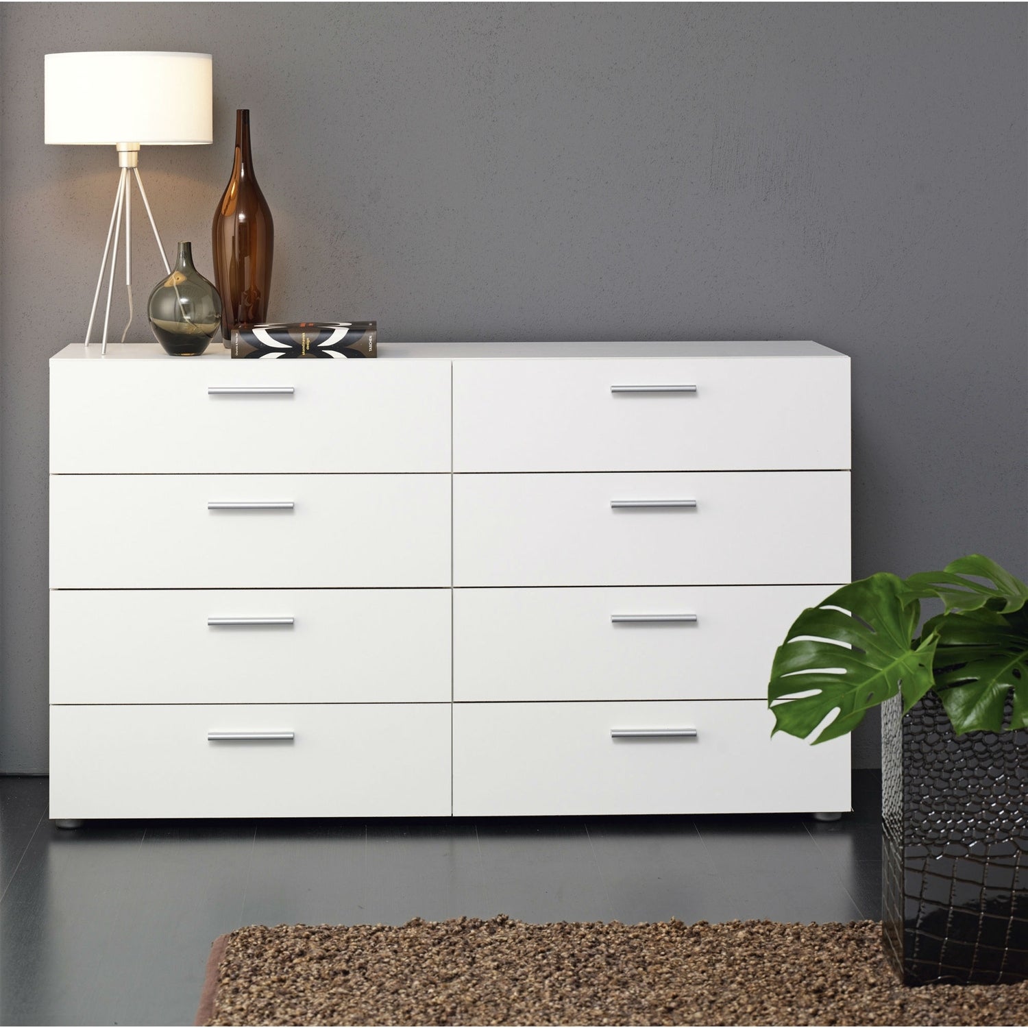 White Modern Bedroom 8-Drawer Double Dresser - - 29083760 - Mycitystee