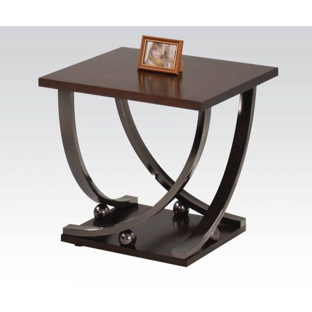 Modern Style Isiah Square End Table with Bottom Shelf， Black Nickel - Mycitystee