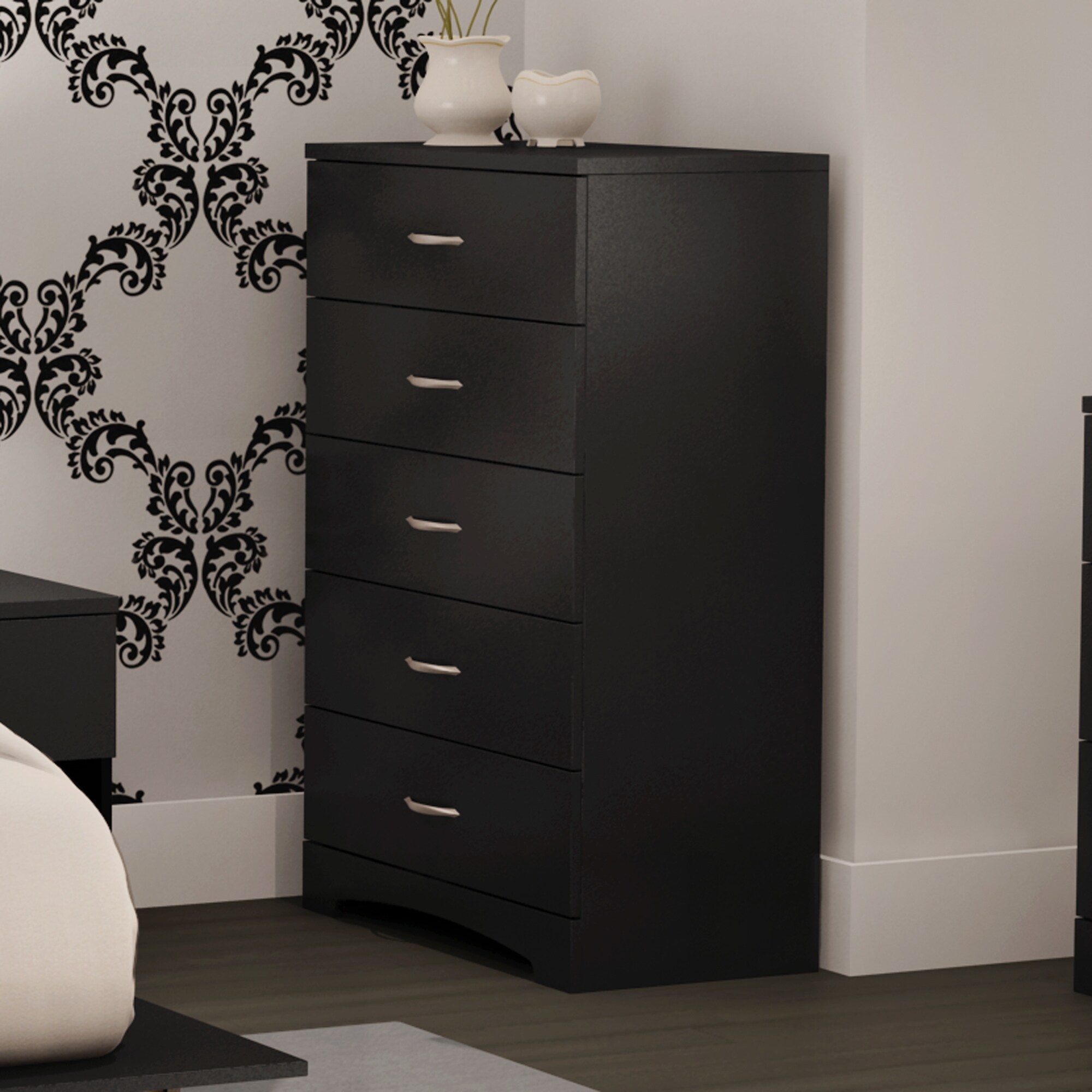 SoHo Pure Black 5-Drawer Chest and Organizers - - 37236453 - Mycitystee