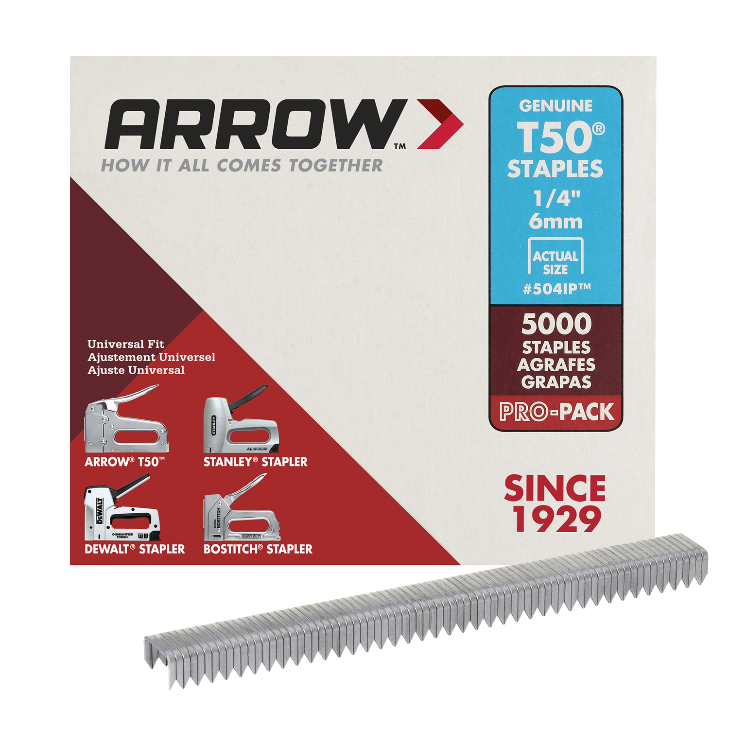 Arrow T50 3/8 in. W X 1/4 in. L 18 Ga. Flat Crown Heavy Duty Staples 5000 pk - Mycitystee