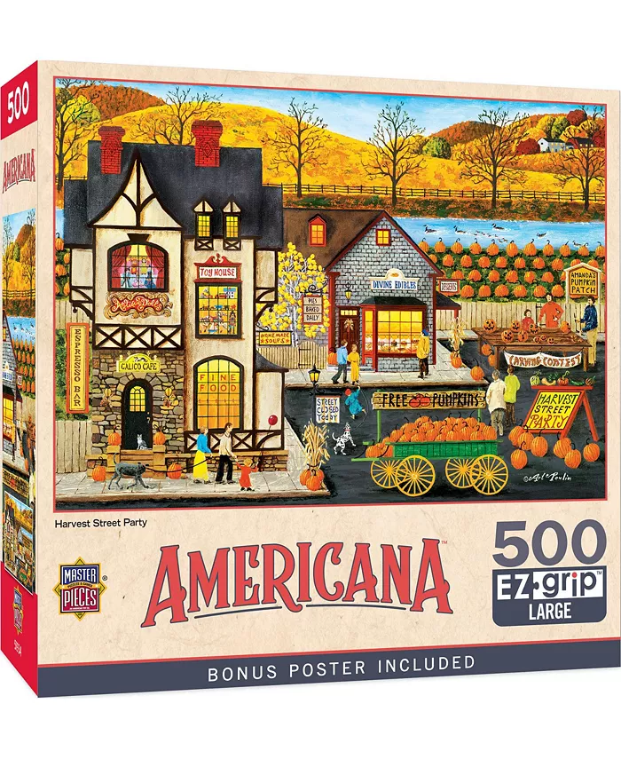 MasterPieces Puzzles Americana -  Harvest Street Party EZ Grip 500 Piece Adult Puzzle - Mycitystee