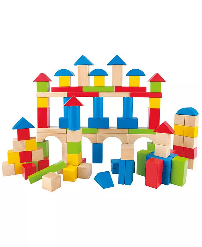 Hape Natural and Color Maple Blocks - Set of 100 - Mycitystee