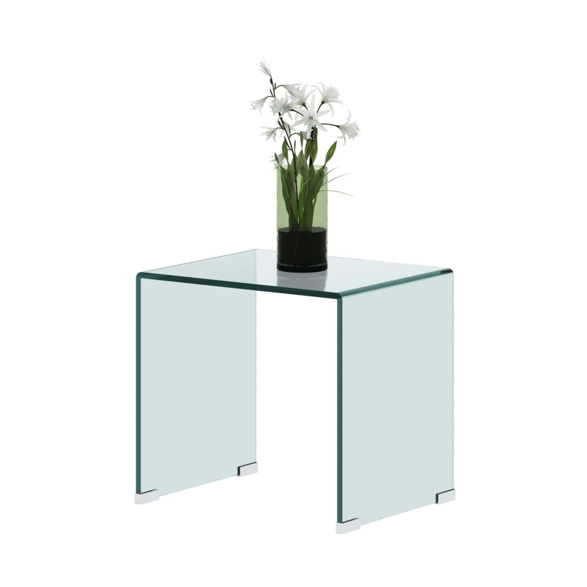 Whole Tempered Glass Coffee Table Clear End Table Transparent SideTable for Living Room - as picture - Mycitystee