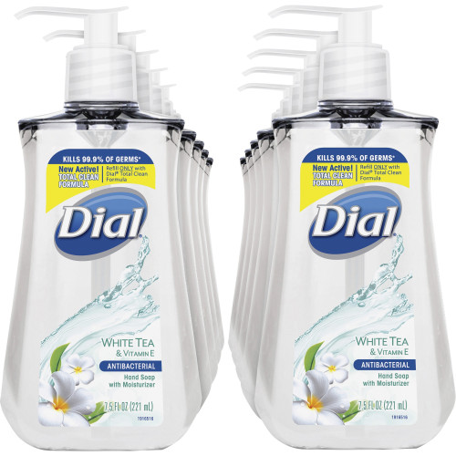 Dial Antibacterial Liquid Soap， White Tea， 7.5 oz Pump Bottle， 12/Carton (02660CT) - Mycitystee