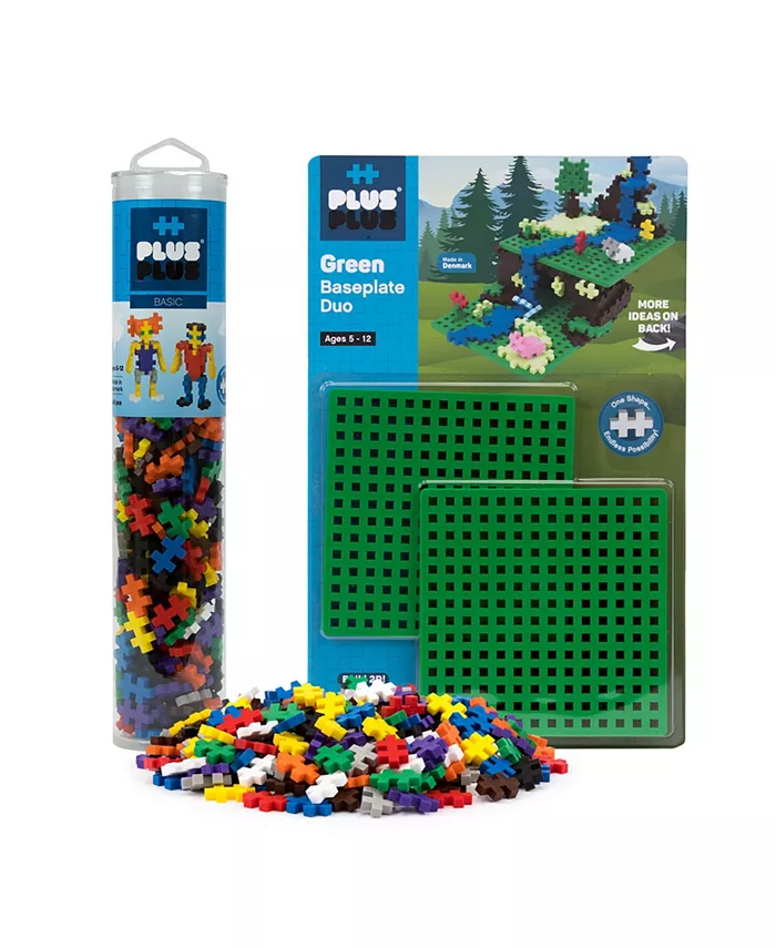Plus-Plus 240 Piece Basic Color Tube Set Baseplate Duo - Building STEM Toy - Mycitystee