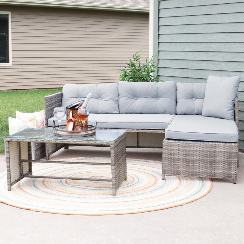 Ultimate Patio Low-Back Outdoor Patio Sectional Sofa Set W/ Cushions - Mycitystee